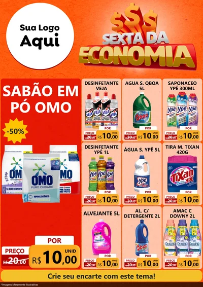 Modelo de Encarte para Encarte A4 Vertical com o tema Sexta da Economia para Produtos de Limpeza