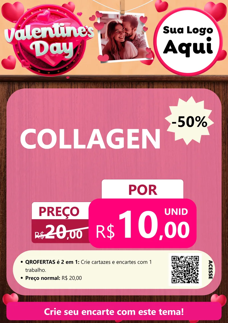 Modelo de Cartaz para Cartaz A4 Vertical com o tema Valentine's Day para Suplementos alimentares