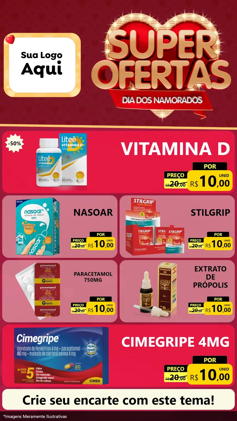 Modelo de TV para TV Vertical com o tema Dia dos Namorados para Farmácia