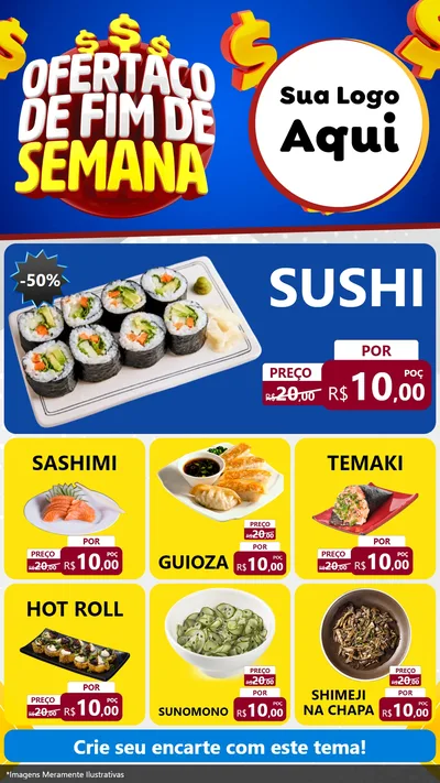 Modelo de Rede Social para Stories com o tema Ofertaço de Fim de Semana para Comida japonesa