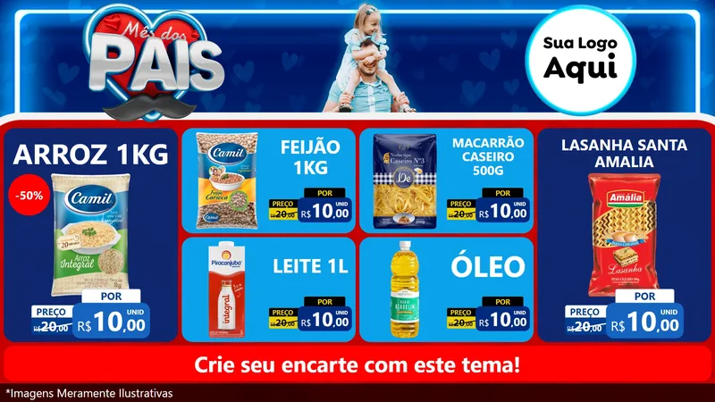 Modelo de TV para TV Horizontal com o tema Mês Dos Pais para Supermercado