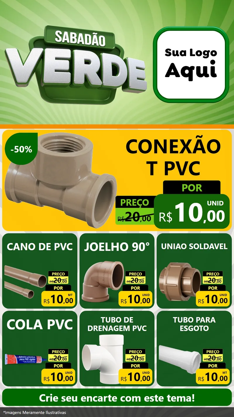 Modelo de Rede Social para Stories com o tema Sabadão Verde para Tubos e conexões