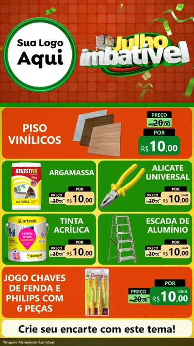 Modelo de TV para TV Vertical com o tema Julho Imbatível para Material para Construção