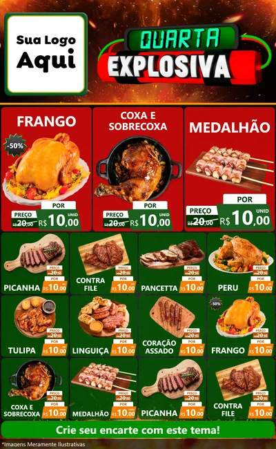 Modelo de Encarte para Encarte Grande com o tema Quarta Explosiva para Assados
