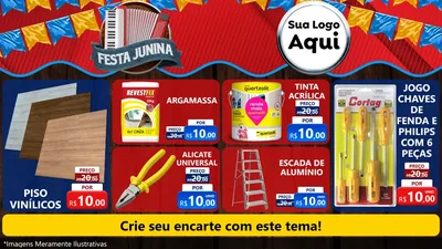 Modelo de TV para TV Horizontal com o tema Festa Junina para Material para Construção