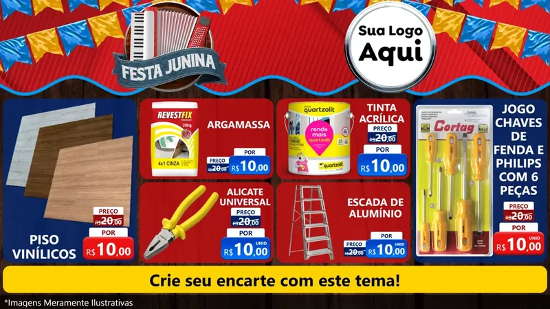 Modelo de TV para TV Horizontal com o tema Festa Junina para Material para Construção