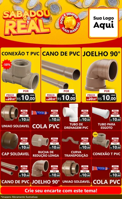 Modelo de Encarte para Encarte Grande com o tema Sabadou do Real para Tubos e conexões