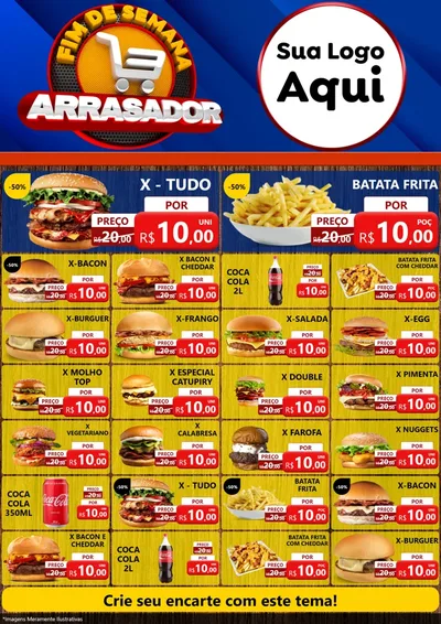Modelo de Encarte para Encarte A4 Vertical com o tema Fim De Semana Arrasador para Hamburgueria