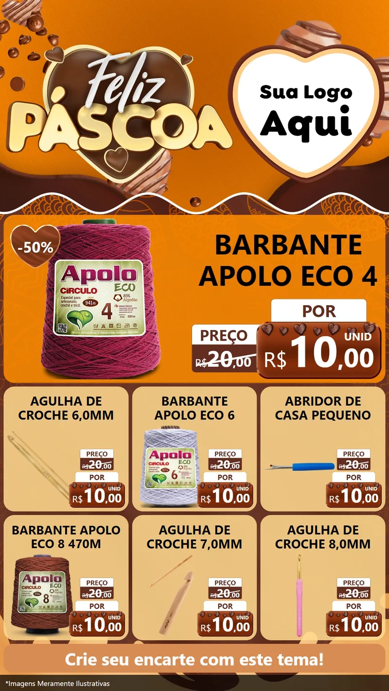 Modelo de Rede Social para Stories com o tema Feliz Páscoa para Armarinho e Aviamentos