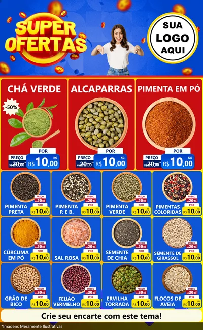 Modelo de Encarte para Encarte Grande com o tema Super Ofertas para Produtos Naturais
