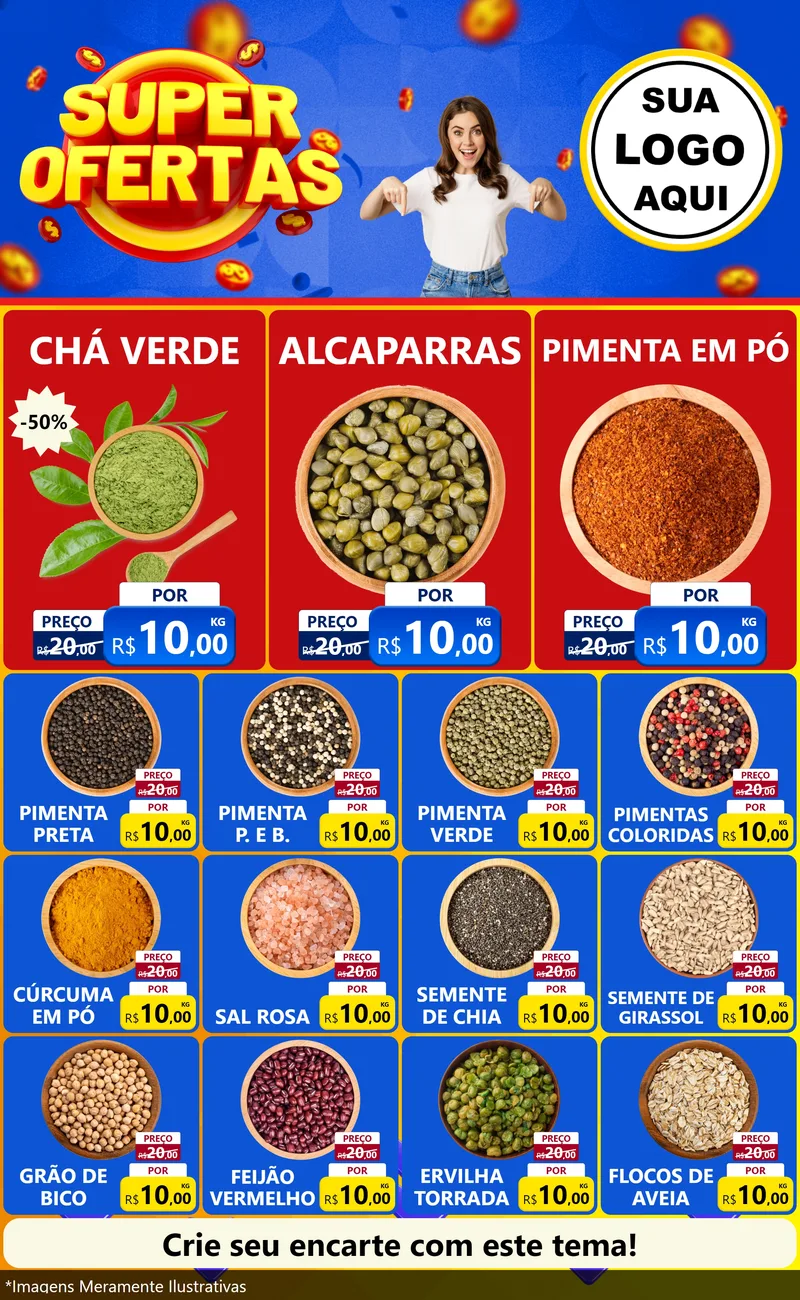 Modelo de Encarte para Encarte Grande com o tema Super Ofertas para Produtos Naturais