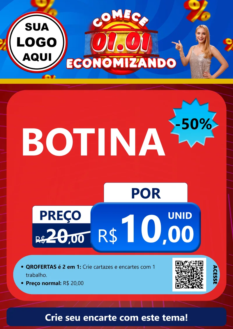 Modelo de Cartaz para Cartaz A4 Vertical com o tema Comece 1º de Janeiro Economizando para Agropecuária