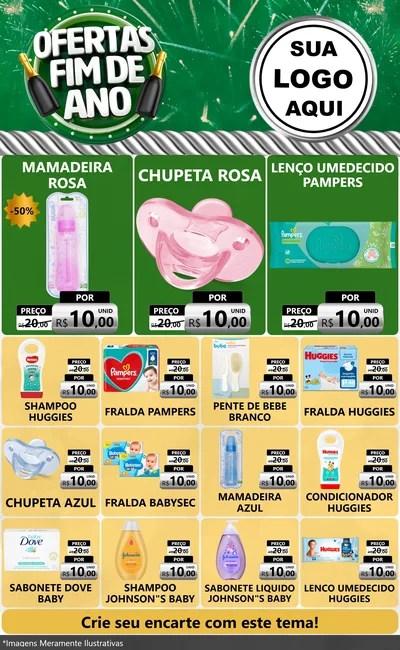 Modelo de Encarte para Encarte Grande com o tema Ofertas Fim de Ano para Bebês