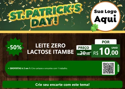 Modelo de Cartaz para Cartaz A4 Horizontal com o tema St Patriks Day para Frios e Laticínios