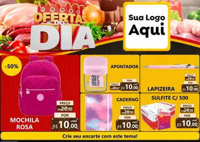 Modelo de Encarte para Encarte A4 Horizontal com o tema Ofertas do Dia para Papelaria