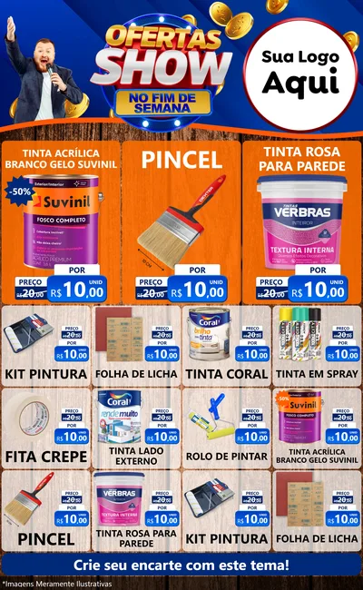 Modelo de Encarte para Encarte Grande com o tema Ofertas Show No Fim De Semana para Tintas e Ferramentas