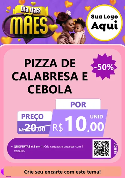 Modelo de Cartaz para Cartaz A4 Vertical com o tema Dia das Mães para Pizzaria