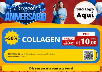 Modelo de Cartaz para Cartaz A4 Horizontal com o tema Promoção de Aniversário para Suplementos alimentares