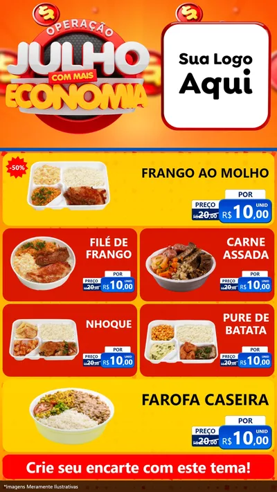 Modelo de TV para TV Vertical com o tema Operação Julho Com Mais Economia para Restaurante