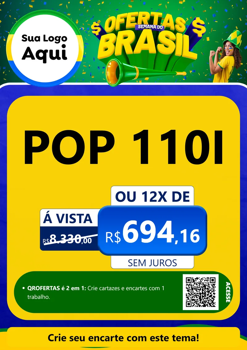 Modelo de Cartaz para Cartaz A4 Vertical com o tema Ofertas Semana do Brasil para Concessionaria de Motos
