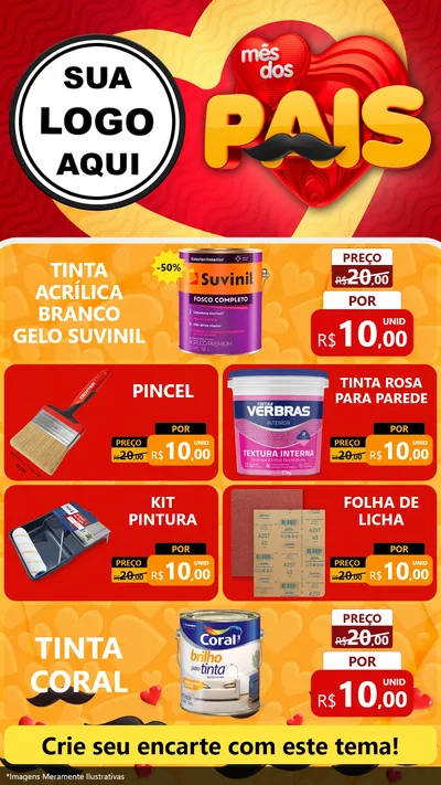 Modelo de TV para TV Vertical com o tema Mês Dos Pais para Tintas e Ferramentas