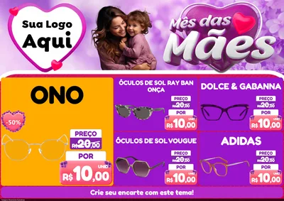 Modelo de Encarte para Encarte A4 Horizontal com o tema Mês das Mães para Óticas