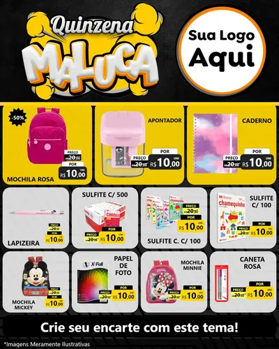 Modelo de Rede Social para Feed Instagram com o tema Quinzena Maluca para Papelaria