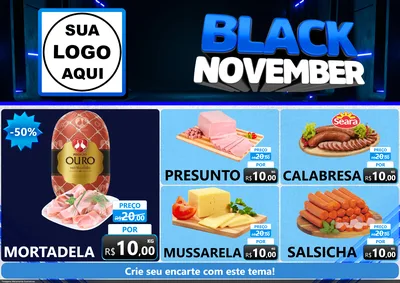 Modelo de Encarte para Encarte A4 Horizontal com o tema Black November para Frios e Laticínios