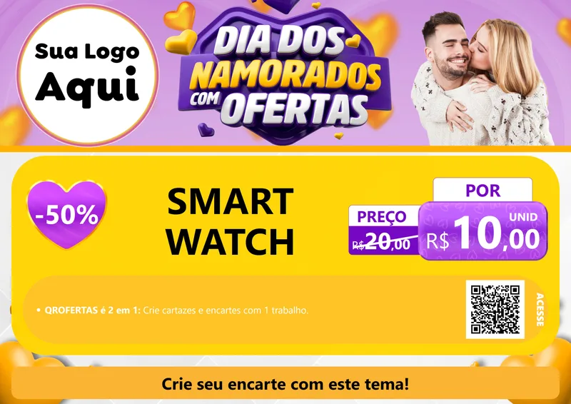 Modelo de Cartaz para Cartaz A4 Horizontal com o tema Dia Dos Namorados Com Ofertas para Informática