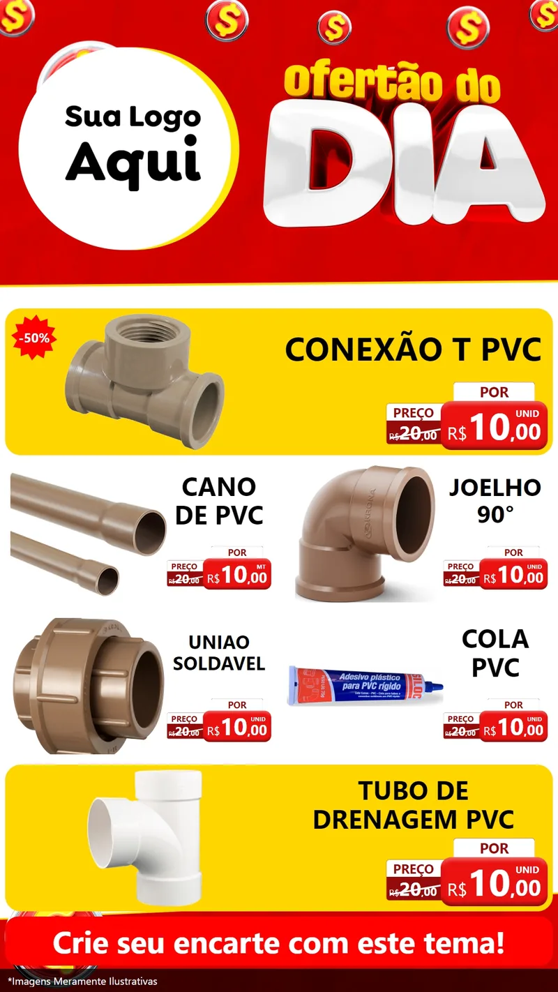 Modelo de TV para TV Vertical com o tema Ofertão do dia para Tubos e conexões