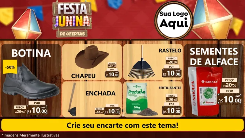 Modelo de TV para TV Horizontal com o tema Festa Junina de Ofertas para Agropecuária