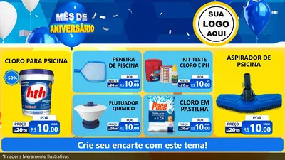 Modelo de TV para TV Horizontal com o tema Mês de Aniversário para Produtos para Piscina