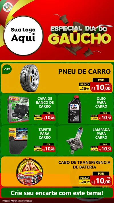 Modelo de TV para TV Vertical com o tema Especial Dia do Gaúcho para Auto peças
