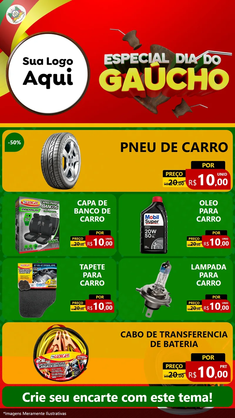 Modelo de TV para TV Vertical com o tema Especial Dia do Gaúcho para Auto peças