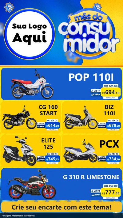 Modelo de TV para TV Vertical com o tema Mês do Consumidor para Concessionaria de Motos