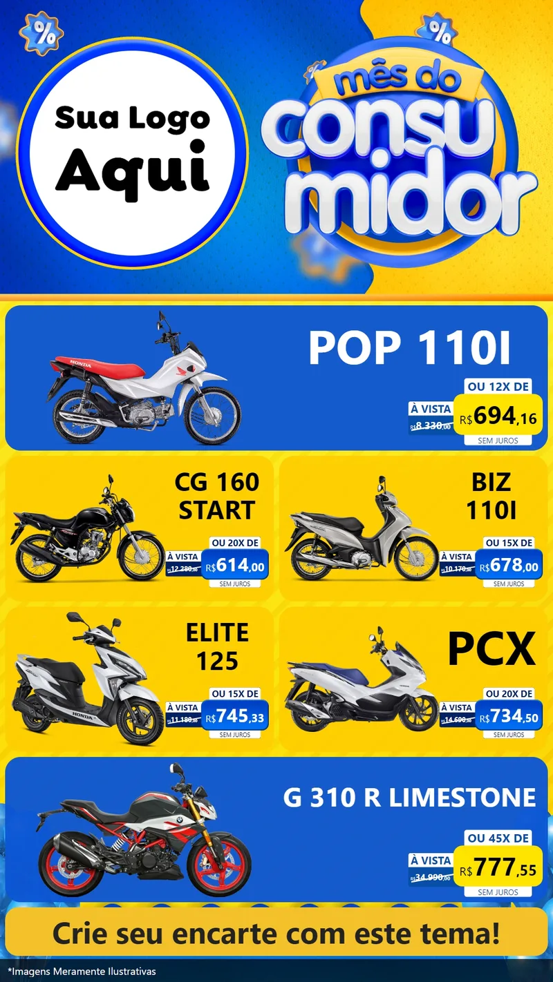 Modelo de TV para TV Vertical com o tema Mês do Consumidor para Concessionaria de Motos