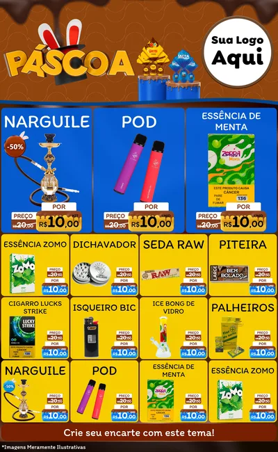 Modelo de Encarte para Encarte Grande com o tema Páscoa para Tabacaria