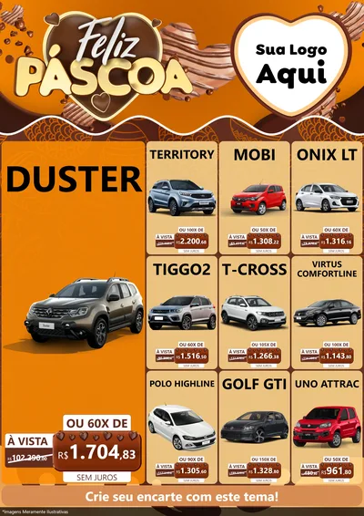 Modelo de Encarte para Encarte A4 Vertical com o tema Feliz Páscoa para Concessionaria de Carros