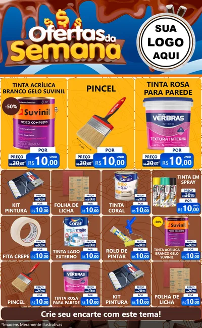 Modelo de Encarte para Encarte Grande com o tema Ofertas da Semana - Páscoa para Tintas e Ferramentas