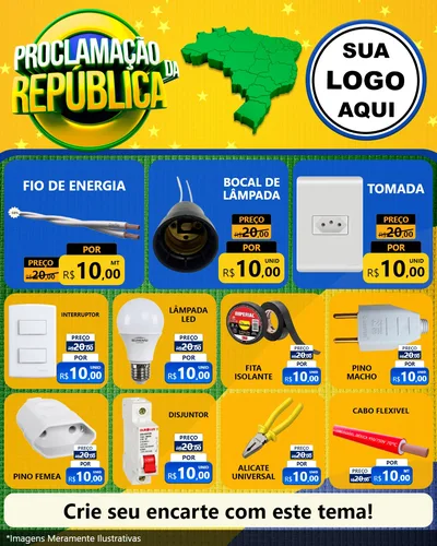 Modelo de Rede Social para Feed Instagram com o tema Proclamação da República para Materiais Elétricos