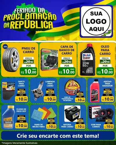 Modelo de Rede Social para Feed Instagram com o tema Feriado da Proclamação da República para Auto peças