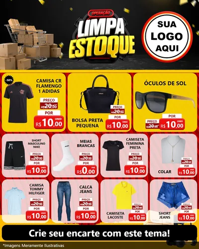 Modelo de Rede Social para Feed Instagram com o tema Operação Limpa Estoque para Roupas e acessórios