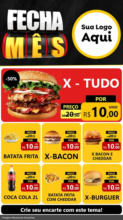 Modelo de Rede Social para Stories com o tema Fecha Mês para Hamburgueria