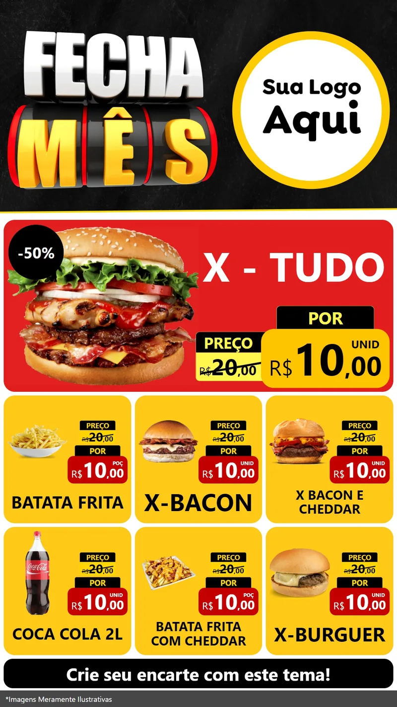 Modelo de Rede Social para Stories com o tema Fecha Mês para Hamburgueria