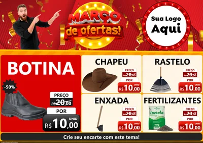 Modelo de Encarte para Encarte A4 Horizontal com o tema Março de Ofertas! para Agropecuária