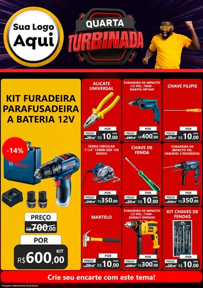 Modelo de Encarte para Encarte A4 Vertical com o tema Quarta Turbinada para Maquinas e Ferramentas