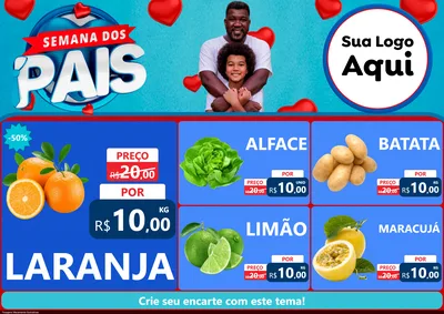 Modelo de Encarte para Encarte A4 Horizontal com o tema Semana Dos Pais para Hortifrúti