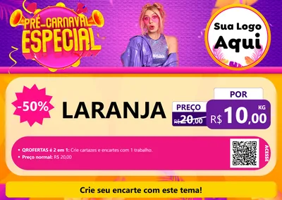 Modelo de Cartaz para Cartaz A4 Horizontal com o tema Pré-Carnaval Especial para Hortifrúti