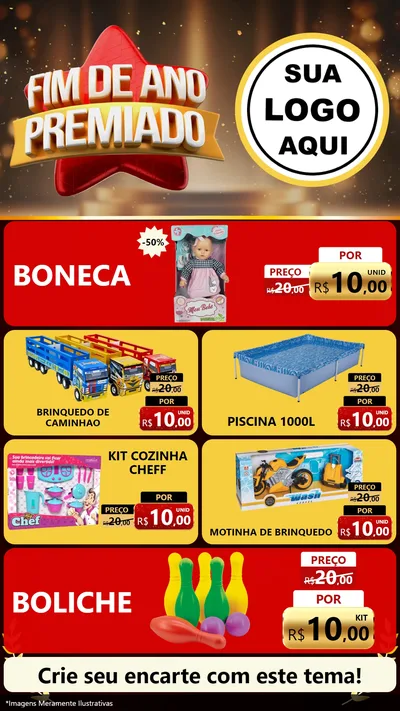Modelo de TV para TV Vertical com o tema Fim de Ano Premiado para Brinquedos