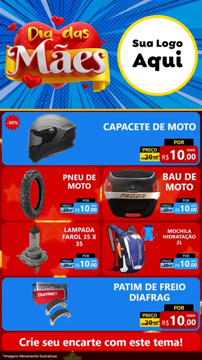 Modelo de TV para TV Vertical com o tema Dia das Mães para Moto peças